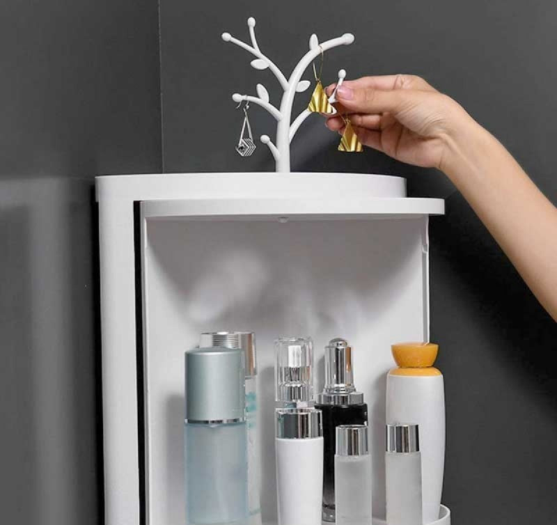 Revolutionize Your Bathroom with 360° Rotating Single Decker Corner Storage!