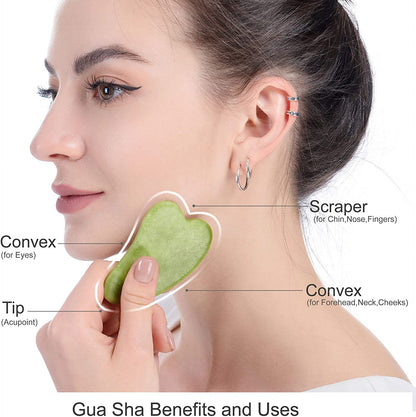 Natural Stone Jade Roller With Gua Sha Set For Facial Massager