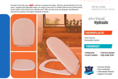 AQUA Hydraulic Toilet Seat Cover – Detachable, Silent Closure, Antibacterial, Scratch-Resistant, and Durable Design