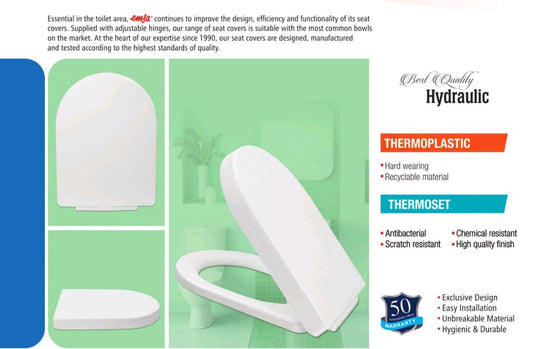 DENOVA Hydraulic Toilet Seat Cover – Detachable Fitting, Silent Closure, Antibacterial & Scratch-Resistant Design