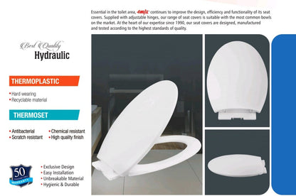 New Slim Porta Toilet Seat Cover – Detachable Fitting, Hydraulic Silent Closure, Antibacterial, Scratch & Chemical Resistant, Easy Installation, Durable & Hygienic Design