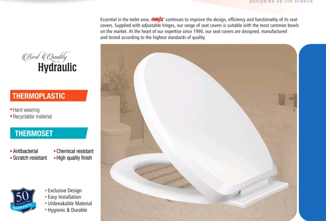 New Slim Porta Toilet Seat Cover – Detachable Fitting, Hydraulic Silent Closure, Antibacterial, Scratch & Chemical Resistant, Easy Installation, Durable & Hygienic Design